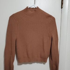 Zara Women's Tan Ribbed Turtleneck Sweater